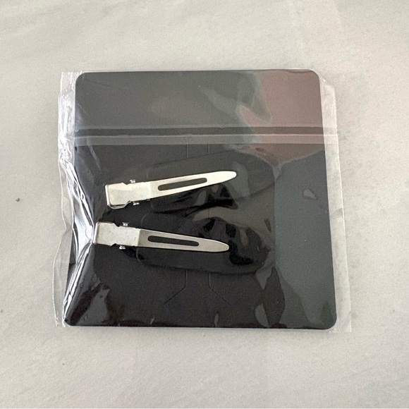 Dior Hair Clips Matte Black-Silver Metal Snap Hair Clips - Set of 2